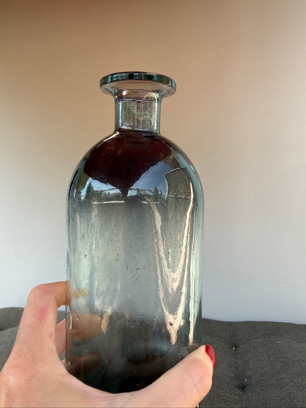 Vintage Smoky Glass Bottle Vase