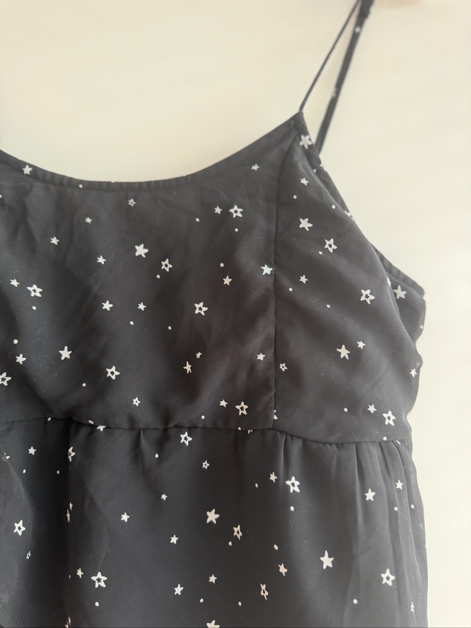 Hollister Black Star Print Sheer Cami Top S/M