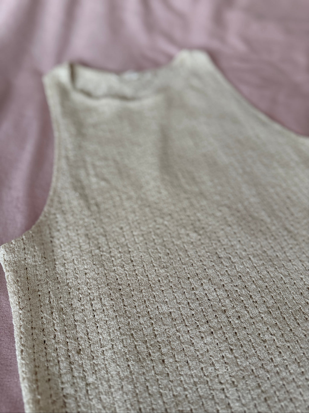 Beige Knit Sleeveless Top Mango Casual EUR S