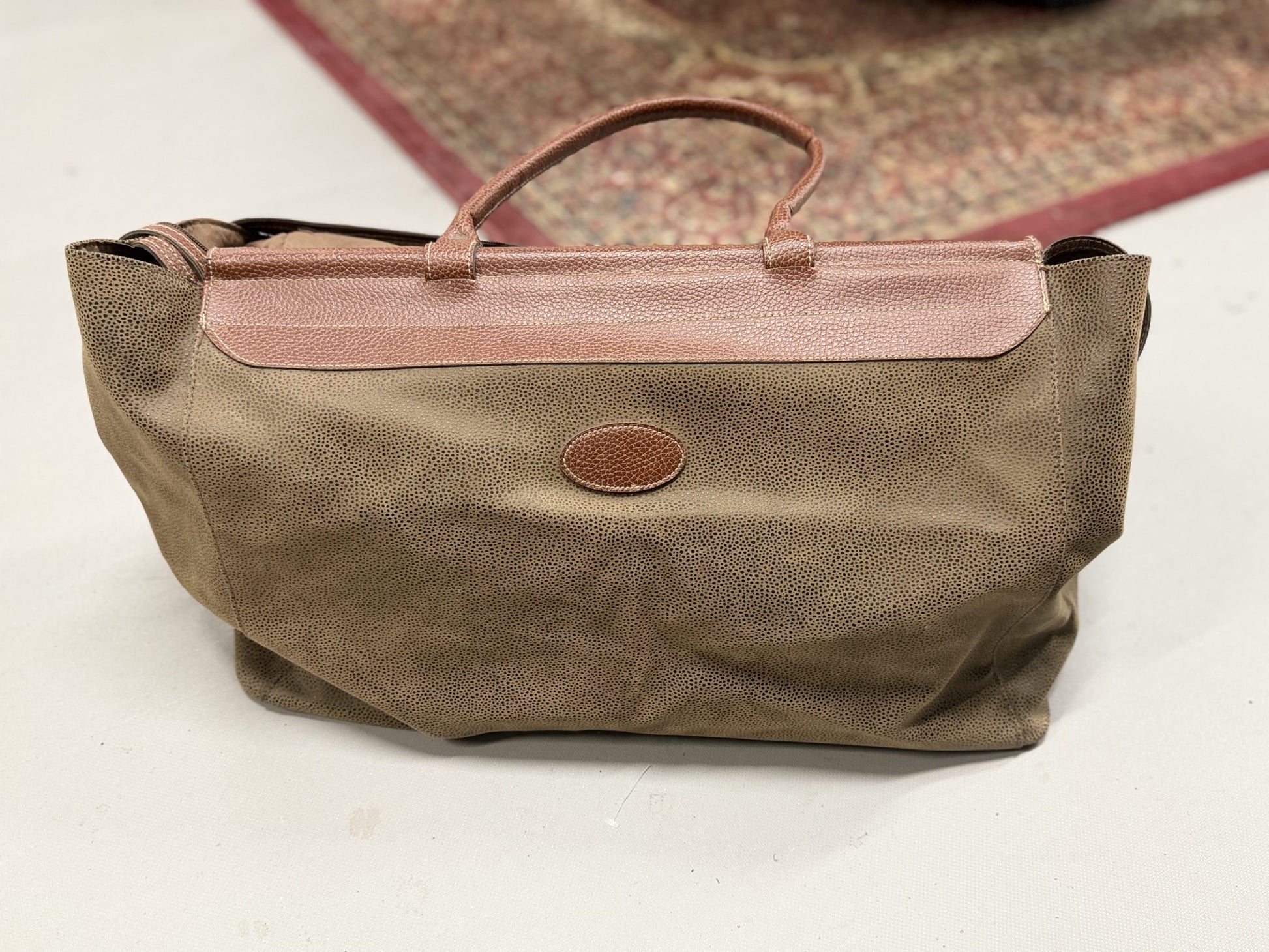 Preppy Genuine Leather Large Weekend Handbag