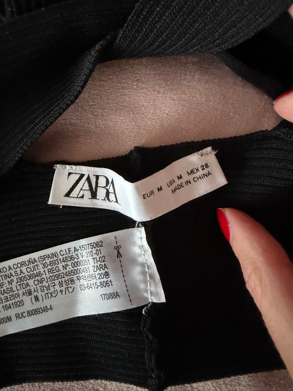 Zara Black Ribbed Cross Back Bralette Top Medium
