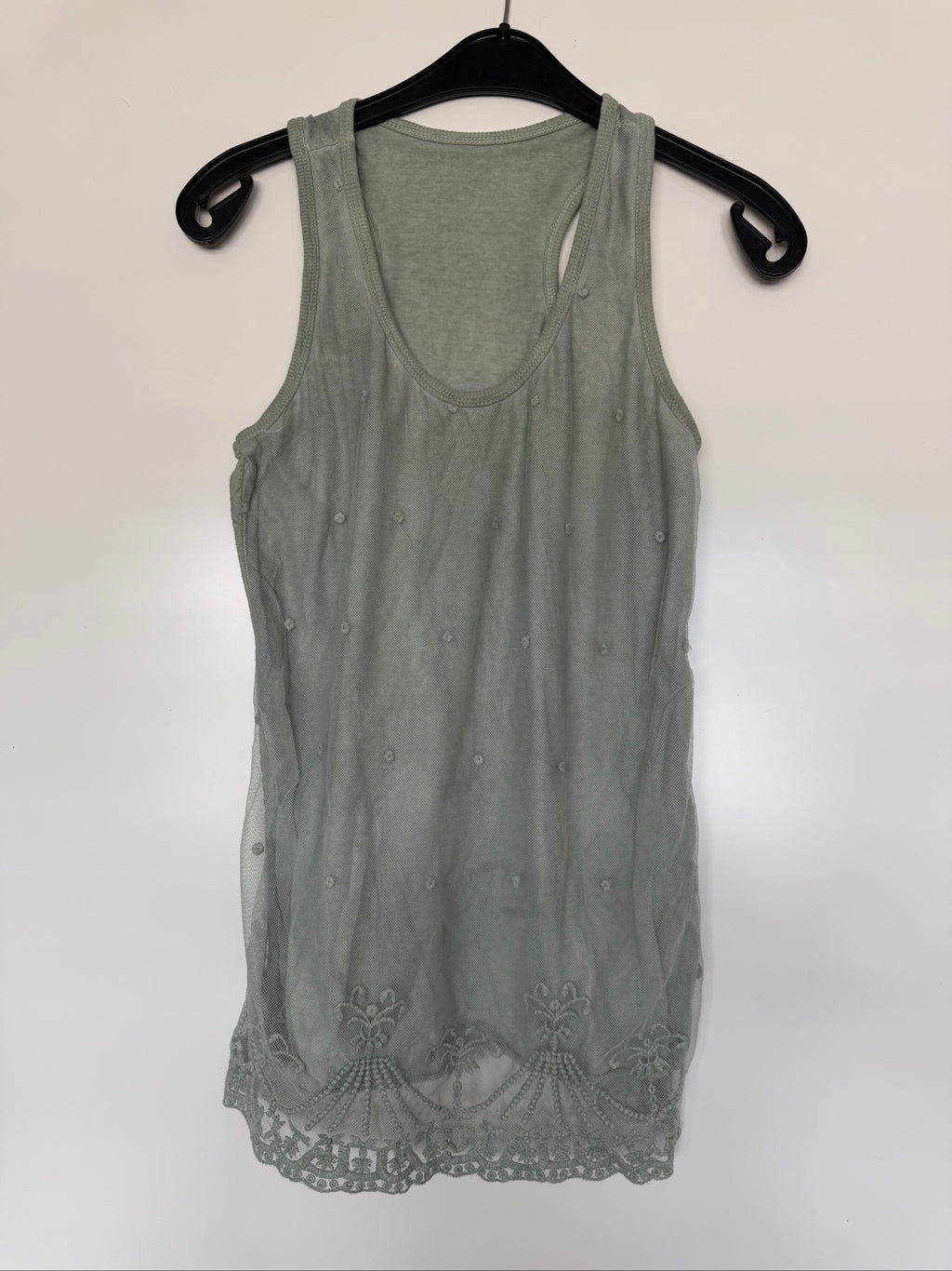Whimsical y2k Embroidered Mesh Layered Tank Top M