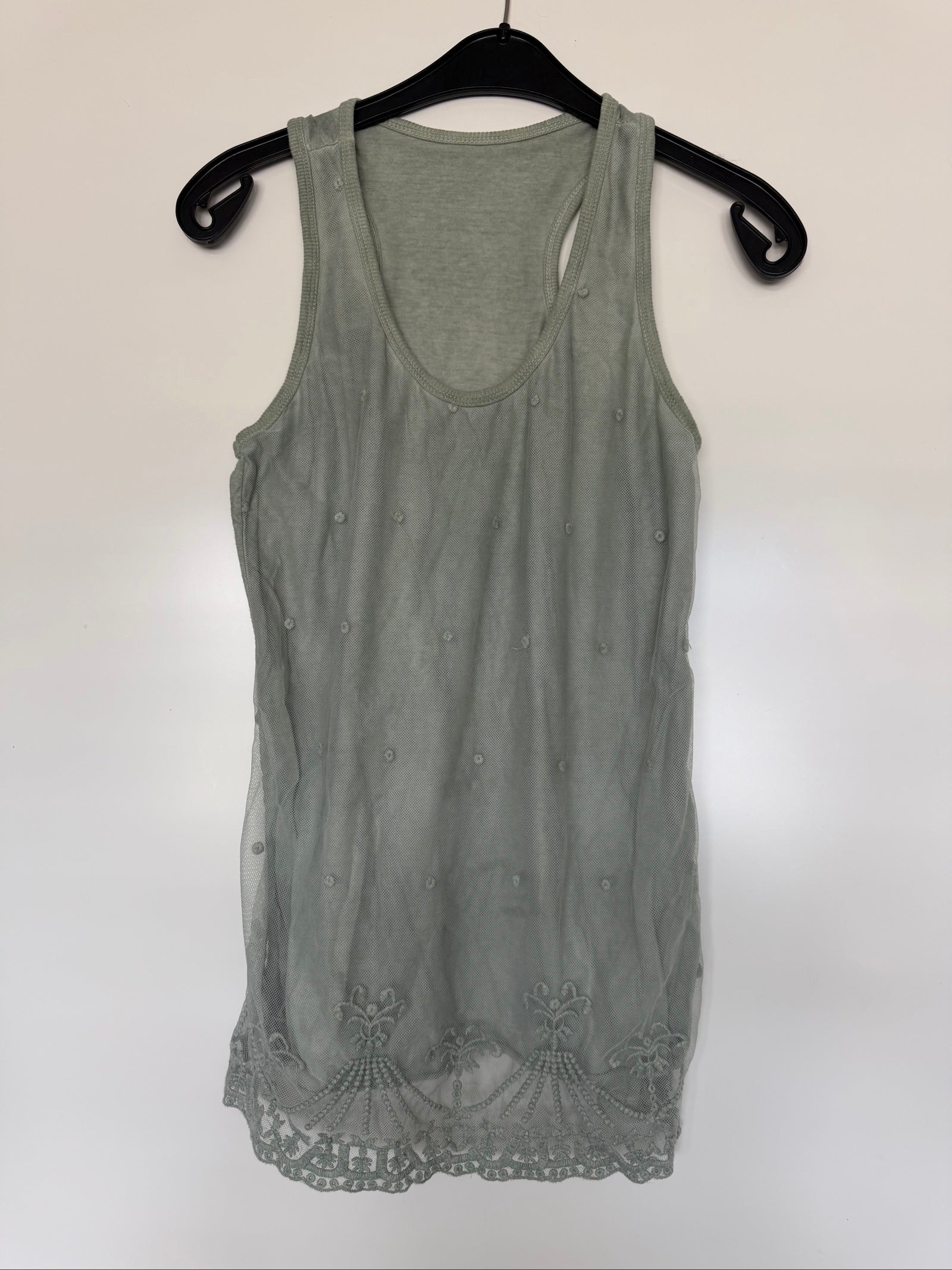 Whimsical y2k Embroidered Mesh Layered Tank Top M