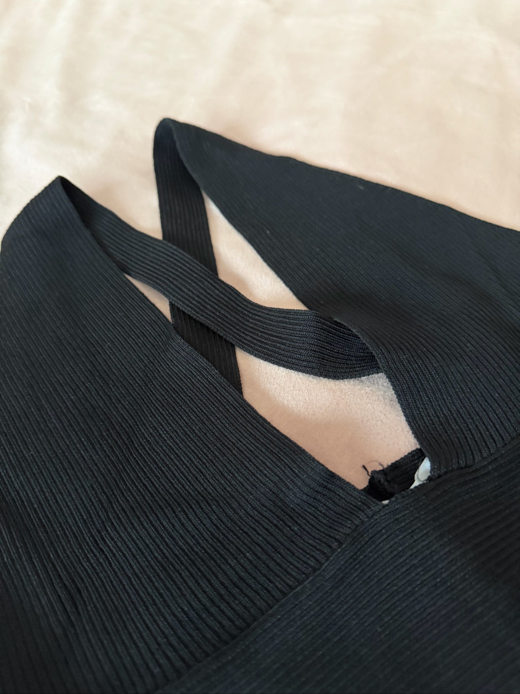Zara Black Ribbed Cross Back Bralette Top Medium