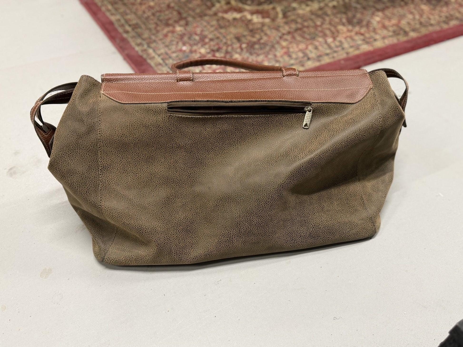 Preppy Genuine Leather Large Weekend Handbag