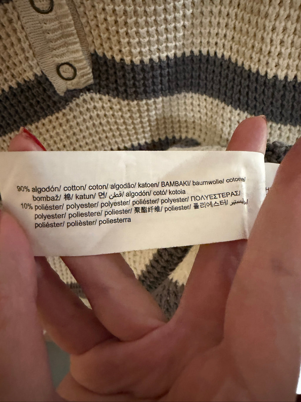 Pull&amp;Bear Cream &amp;Grey Striped Knit Sweater Small Cotton Blend