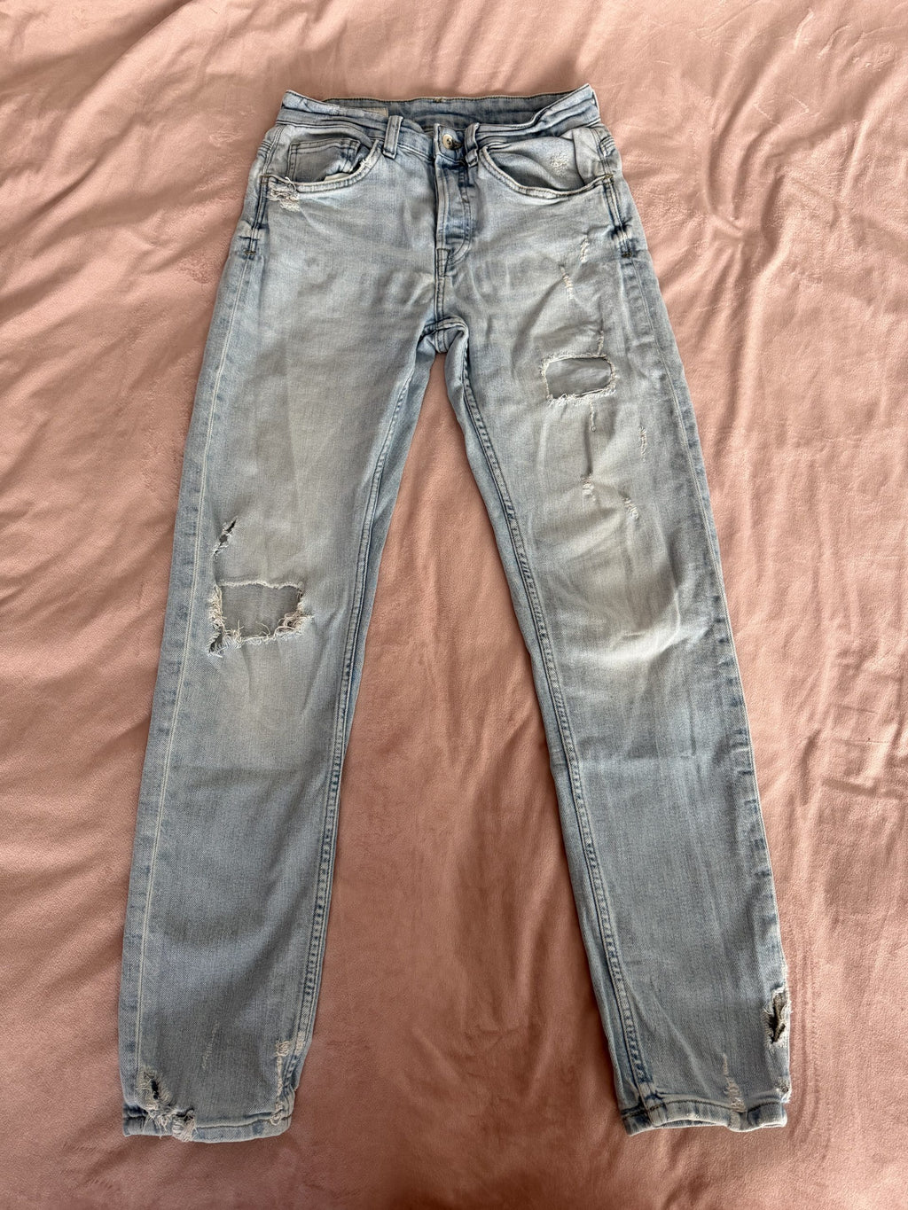 Zara Light Blue Distressed Jeans EUR 40 with Rips