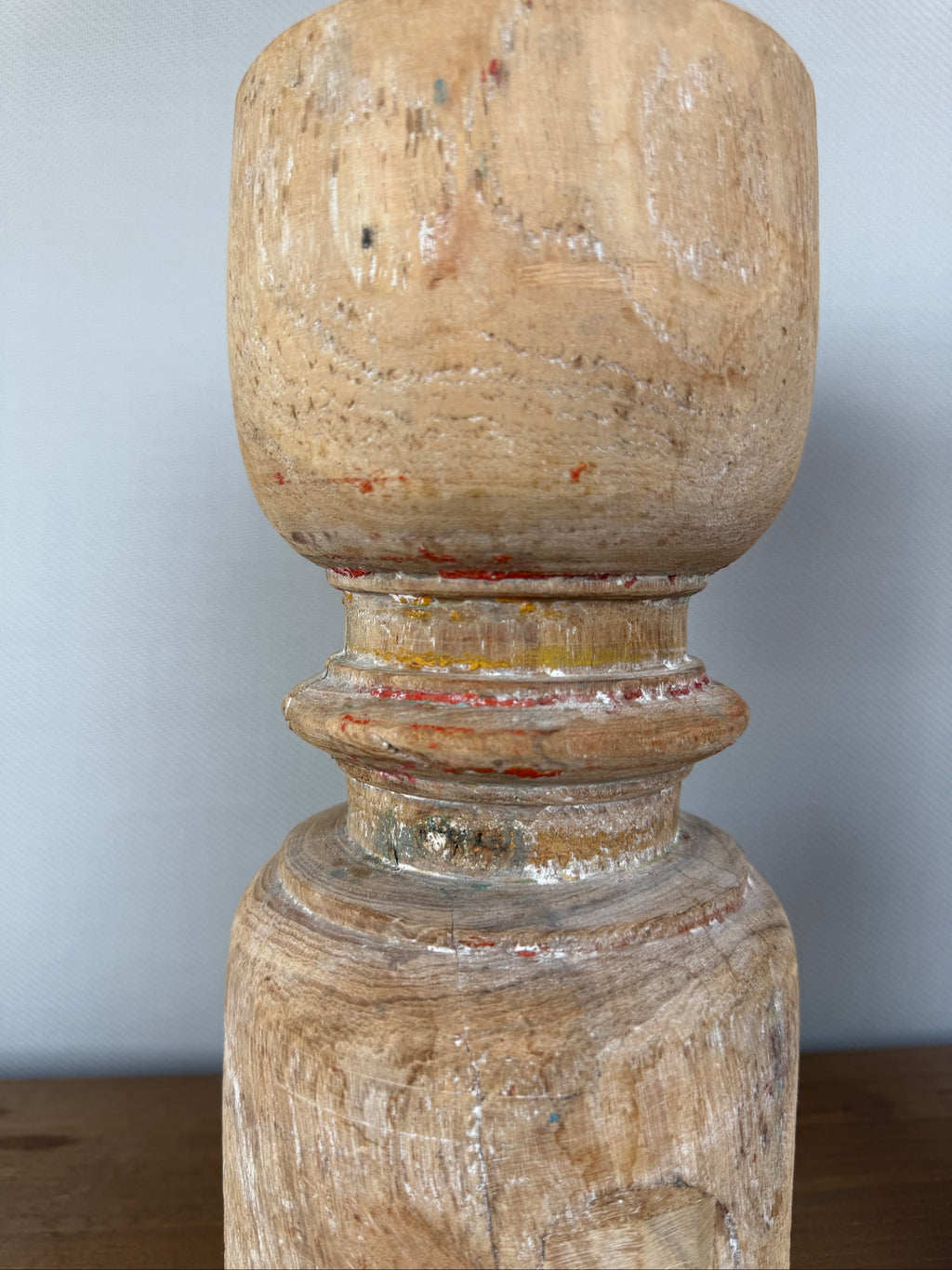 Vintage Natural Wood Decorative Candle Holders Pair