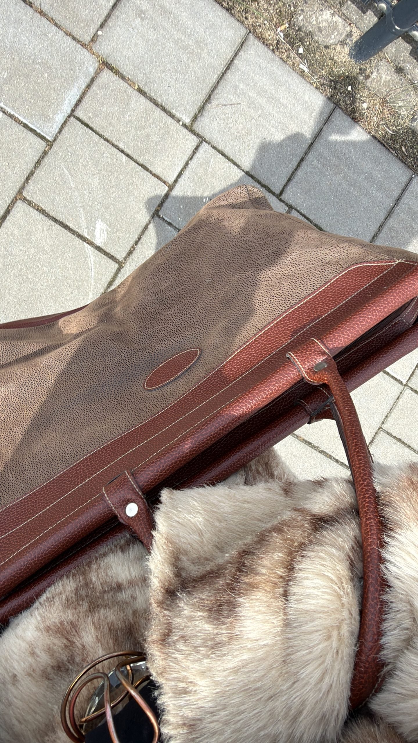 Preppy Genuine Leather Large Weekend Handbag