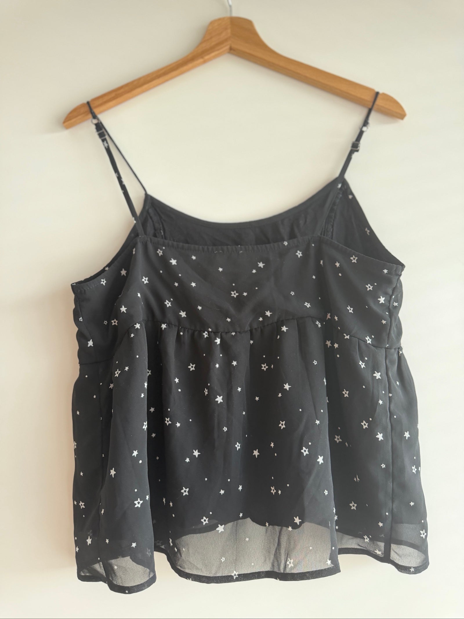 Hollister Black Star Print Sheer Cami Top S/M