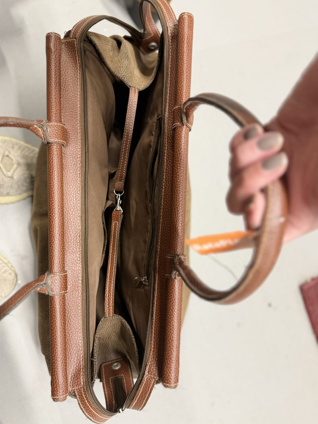 Preppy Genuine Leather Large Weekend Handbag