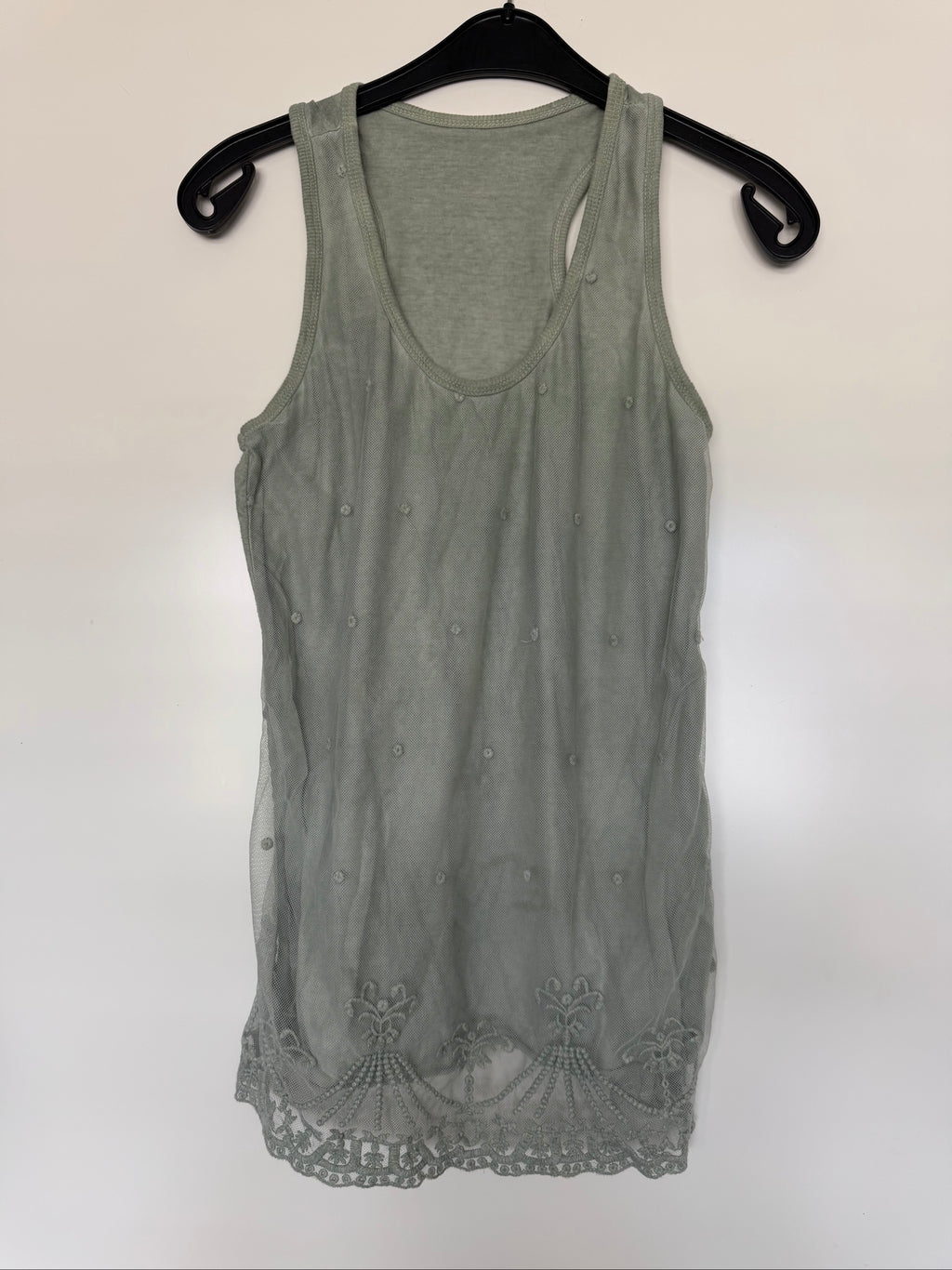 Whimsical y2k Embroidered Mesh Layered Tank Top M