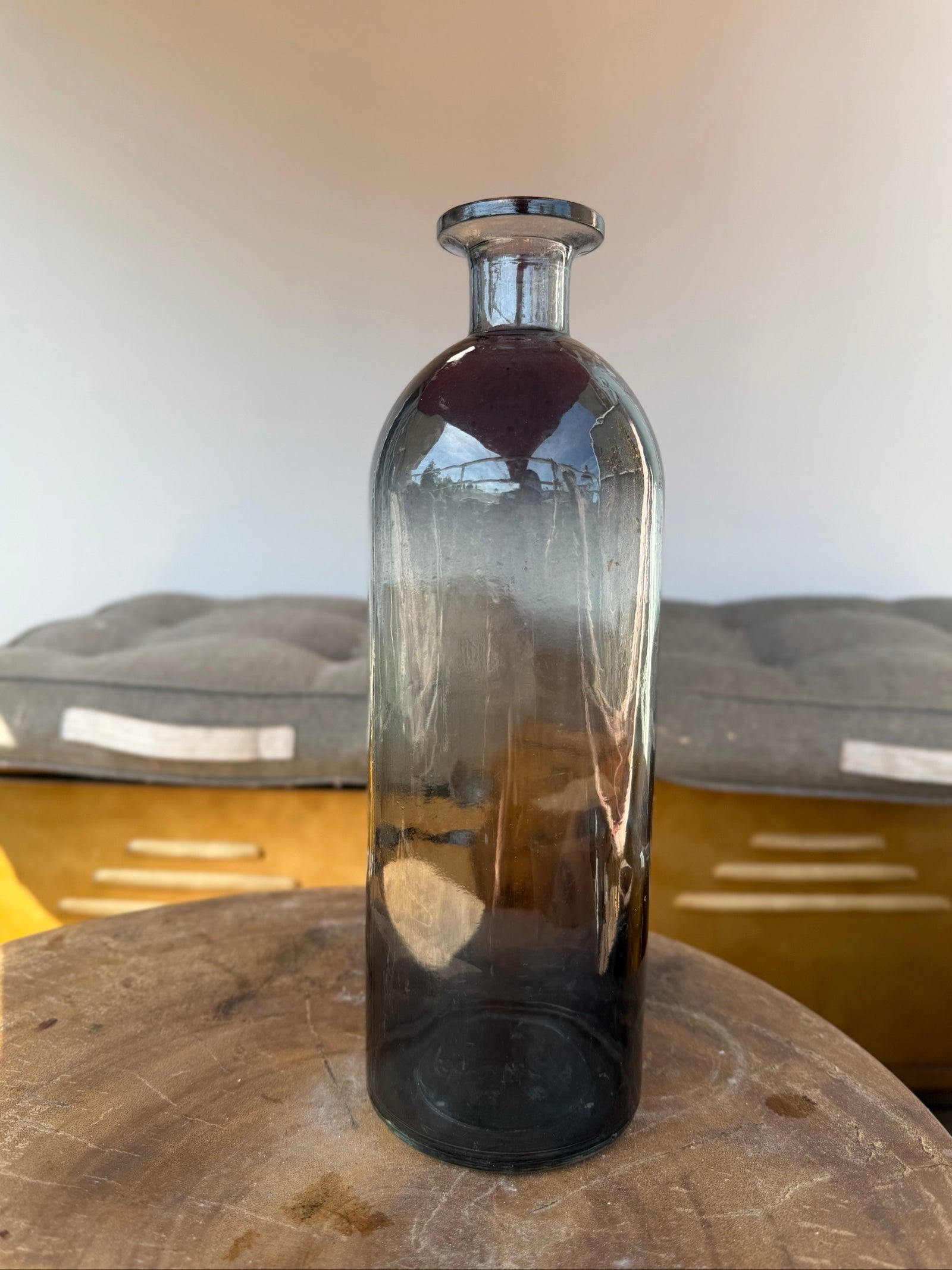 Vintage Smoky Glass Bottle Vase