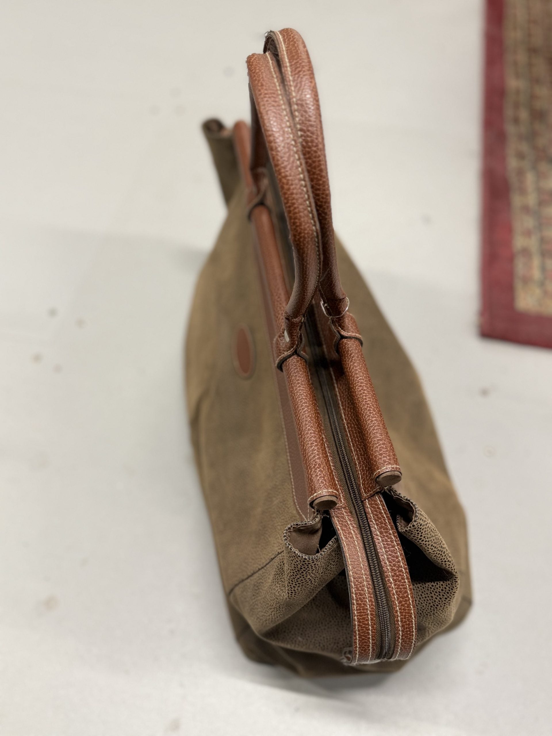 Preppy Genuine Leather Large Weekend Handbag