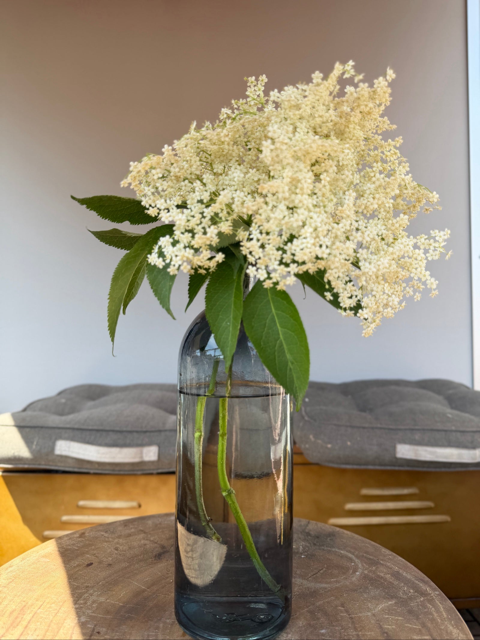 Vintage Smoky Glass Bottle Vase