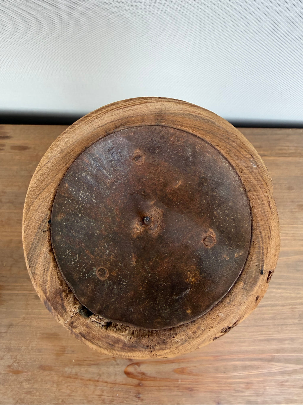 Vintage Natural Wood Decorative Candle Holders Pair