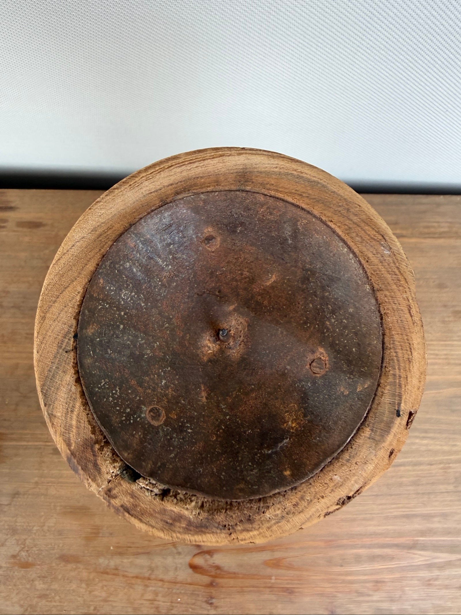 Vintage Natural Wood Decorative Candle Holders Pair