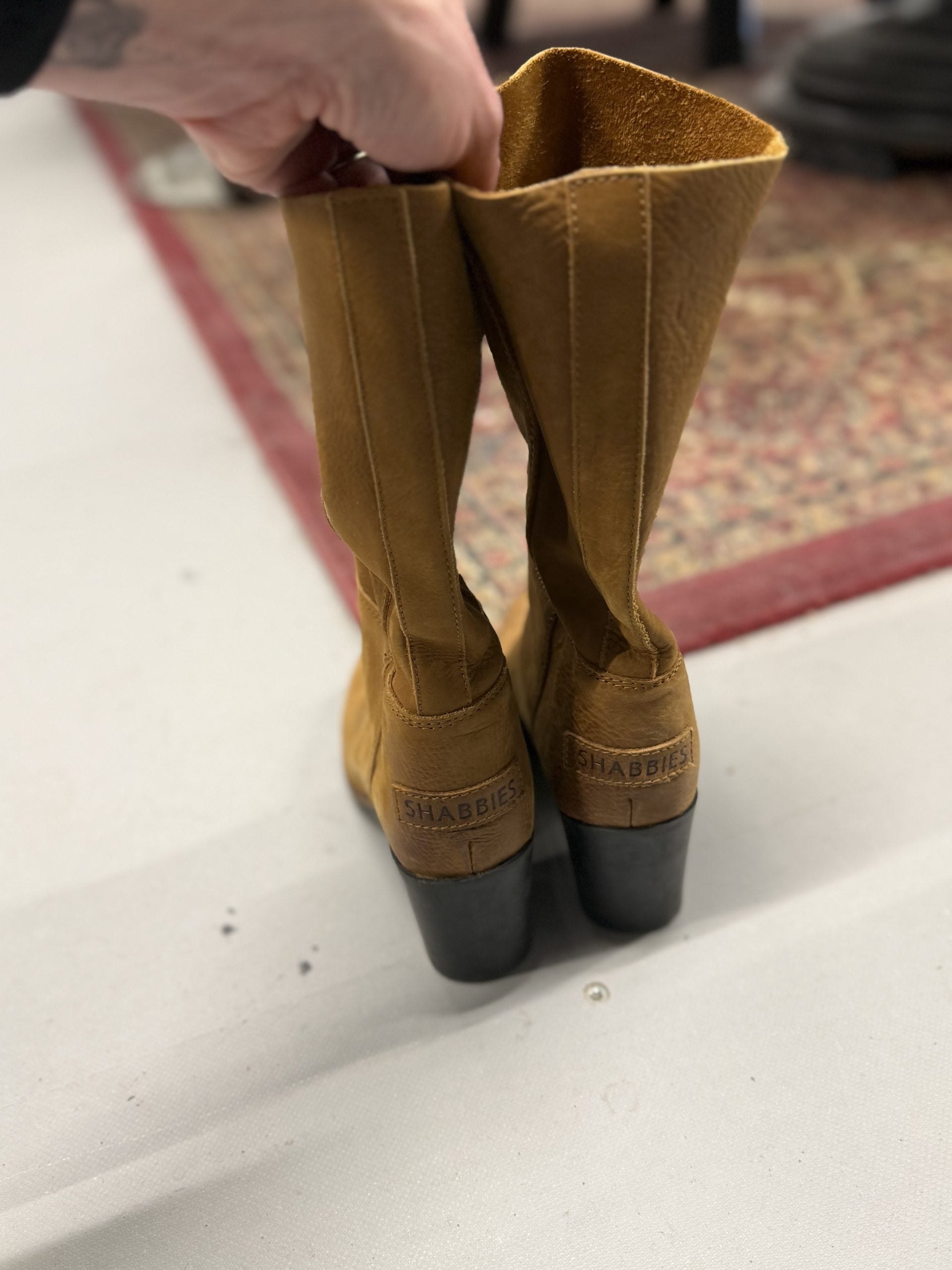 Shabbies Boho Tan Leather Mid-Calf Boots Size 38