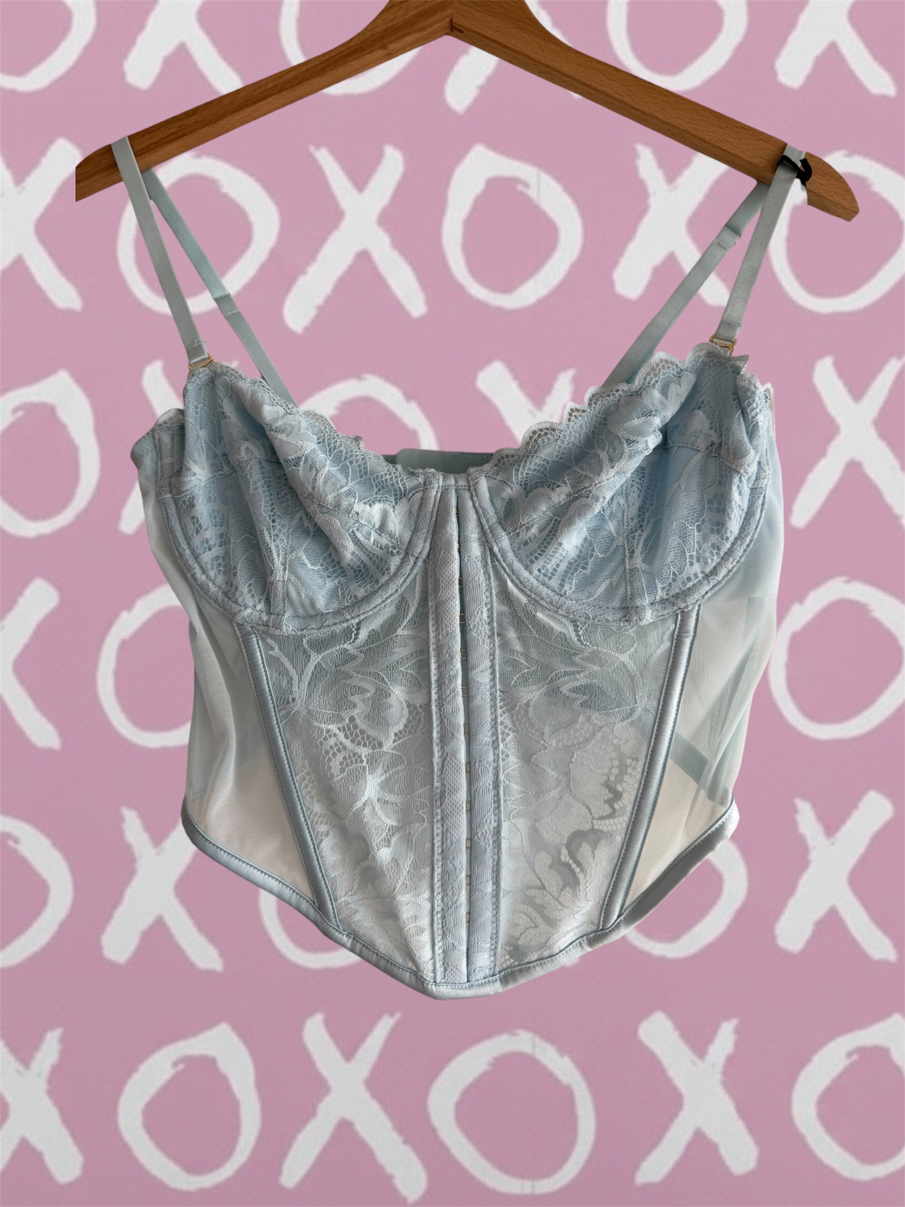 XoX NIA Corsets - Light Blue Lace Corset Top 80B