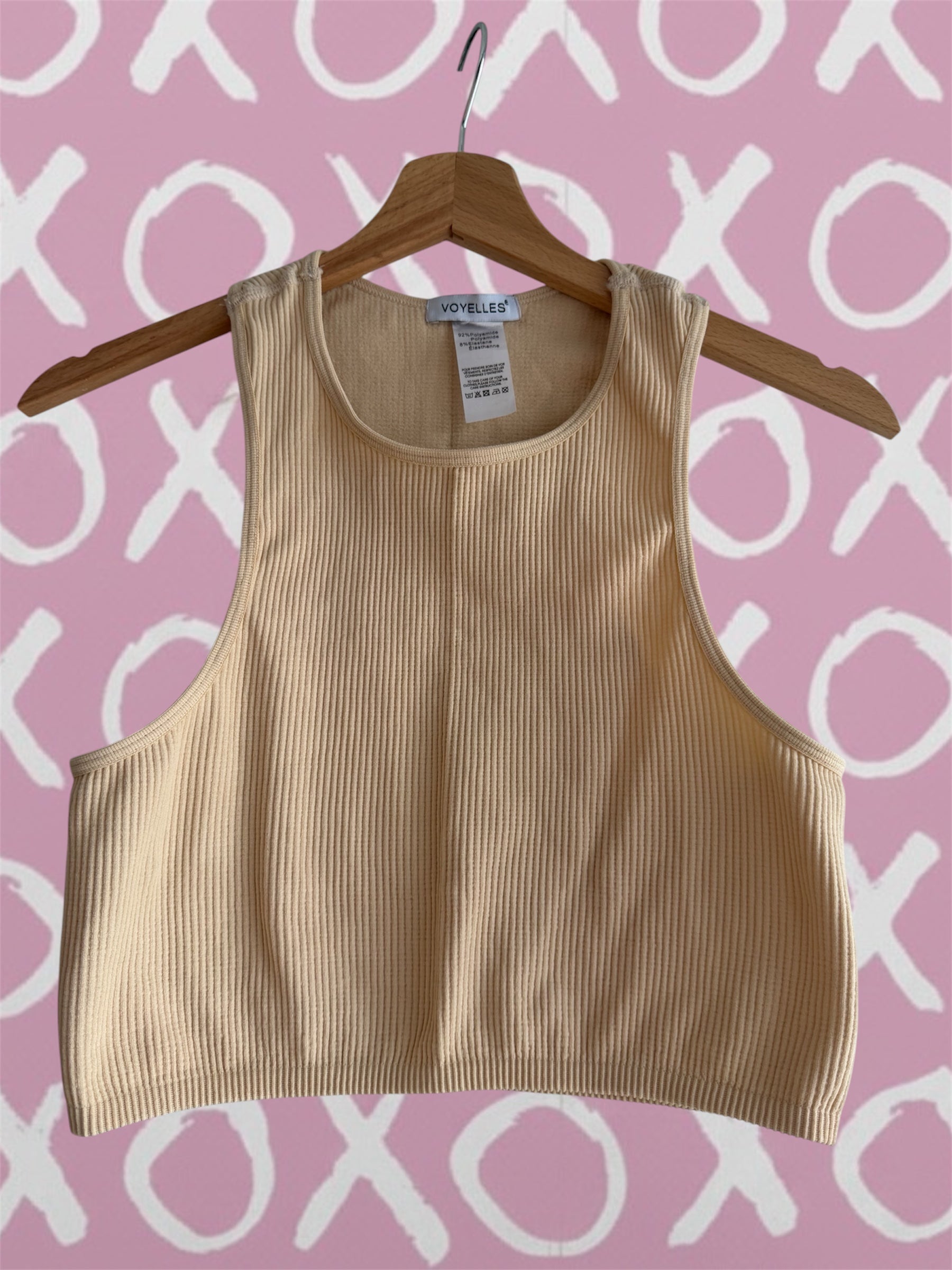 XoX NIA Beige Ribbed Crop Top