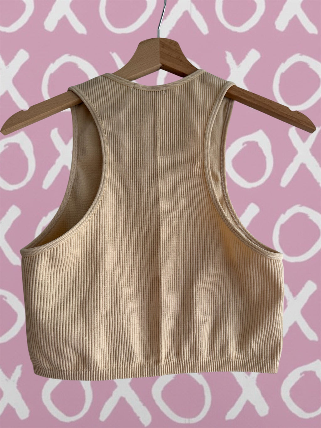 XoX NIA Beige Ribbed Crop Top