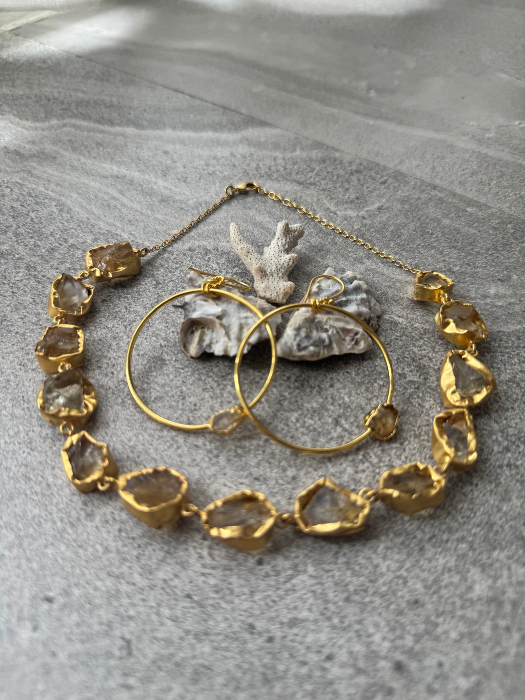 Gem Stone Collection - Collier & Hoop earrings