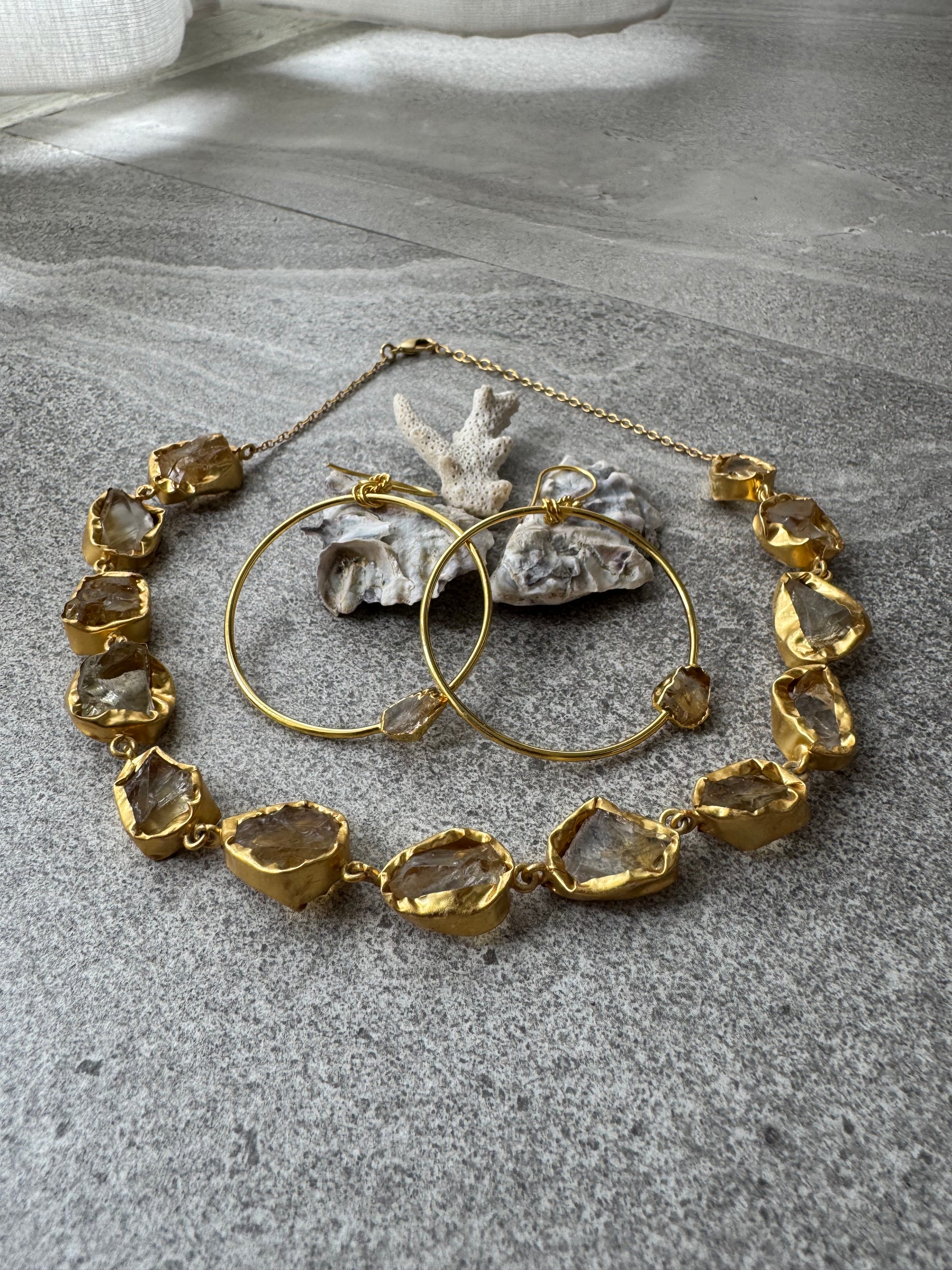 Gem Stone Collection - Collier & Hoop earrings