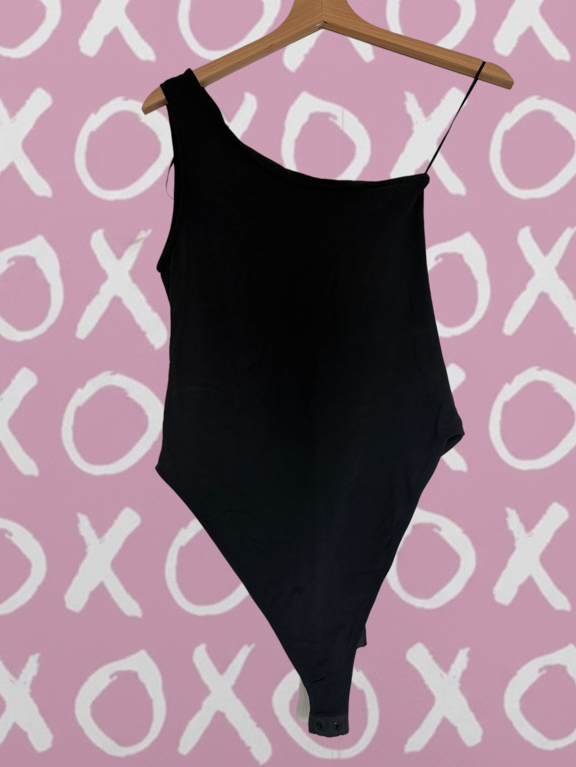 XoX NIA Summer Cute Black One Shoulder Bodysuit Size Large